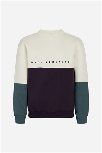 Mads Nørgaard Sonar Block Sweatshirt - Deep Well/ Vanilla Ice/ Balsam Green